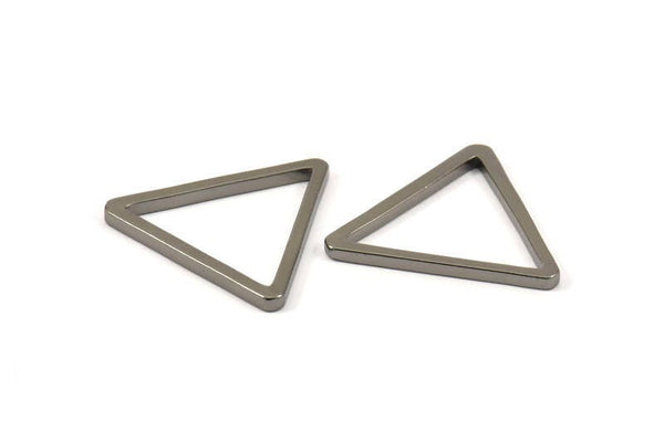 Üçgen Charm - 6 Siyah Kaplamalı Pirinç Üçgen Charm (28x2mm) D0013