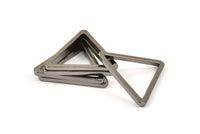 Üçgen Charm - 6 Siyah Kaplamalı Pirinç Üçgen Charm (28x2mm) D0013
