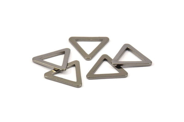 Küçük Üçgen Konnektör, 8 Siyah Kaplamalı Pirinç Üçgen Konnektör, Halkalar (16x2x1,2 mm) D0023