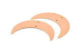 Rose Gold Hammered Moon Pendant, 2 Rose Gold Plated Brass Hammered Moons with 2 Holes (44x12mm) N0389 Q0087