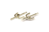 Cactus with Glass Setting,2 Antique Silver Plated Brass Cactus Charms with 4mm Stone Setting, Jewelry Supplies (37x18mm) N0228 H0235