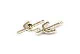 Cactus with Glass Setting,2 Antique Silver Plated Brass Cactus Charms with 4mm Stone Setting, Jewelry Supplies (37x18mm) N0228 H0235