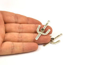Cam Çerçeveli Kaktüs, 4 mm Taş Çerçeveli 1 Antik Gümüş Kaplama Pirinç Kaktüs Tılsımı, Mücevher Malzemeleri (37x18 mm) N0228 H0235