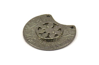 Semi Circle Pendant, 1 Black Plated Brass Semi Circle  Pendant with 2 Holes (28x25mm) N0391