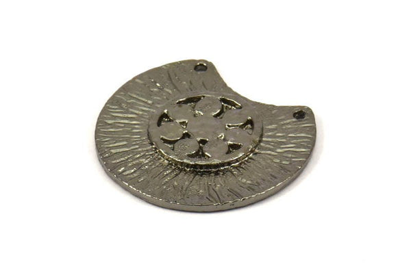 Semi Circle Pendant, 1 Black Plated Brass Semi Circle  Pendant with 2 Holes (28x25mm) N0391