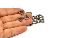 Triangle Charm - 8 Black Plated Brass Triangle Charms (13x2mm) D0020