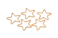Rose Gold Star Charm, 12 Rose Gold Plated Brass Open Star Charms (24x0.8x0.6mm) BS 1078 Q0080