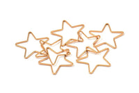 Rose Gold Star Charm, 12 Rose Gold Plated Brass Open Star Charms (24x0.8x0.6mm) BS 1078 Q0080