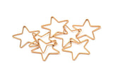 Rose Gold Star Charm, 12 Rose Gold Plated Brass Open Star Charms (24x0.8x0.6mm) BS 1078 Q0080