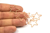 Rose Gold Star Charm, 12 Rose Gold Plated Brass Open Star Charms (24x0.8x0.6mm) BS 1078 Q0080