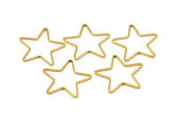 Gold Star Charm, 12 Gold Plated Brass Open Star Charms (24x0.8x0.6mm) BS 1078 Q0080