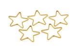 Gold Star Charm, 12 Gold Plated Brass Open Star Charms (24x0.8x0.6mm) BS 1078 Q0080
