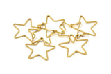Gold Star Charm, 12 Gold Plated Brass Open Star Charms (24x0.8x0.6mm) BS 1078 Q0080