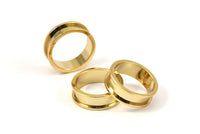 Gold Channel Ring - 3 Gold Plated Brass Channel Ring Setting (16mm) N0476 Q0079