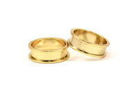 Gold Channel Ring - 3 Gold Plated Brass Channel Ring Setting (16mm) N0476 Q0079