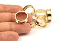 Gold Channel Ring - 3 Gold Plated Brass Channel Ring Setting (16mm) N0476 Q0079