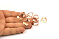 Rose Gold Half Circle - 12 Rose Gold Plated Brass Semi Circle Thick Cut Connectors (8x16x0.4x2x20mm) D0087 Q0078