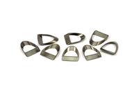 Siyah Yarım Daire - 12 Siyah Kaplamalı Pirinç Yarım Daire Kalın Kesim Konnektör (8x16x0,4x2x20mm) D0087