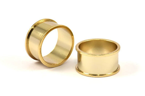 Gold Channel Ring - 2 Gold Plated Brass Channel Ring Settings (19mm) N0479 Q0128
