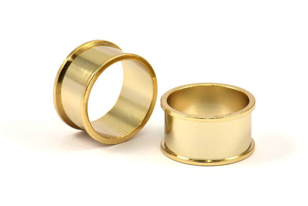 Gold Channel Ring - 2 Gold Plated Brass Channel Ring Settings (19mm) N0479 Q0128