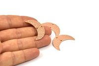 Rose Gold Hammered Crescent Charm, 2 Rose Gold Plated Brass Hammered Moons with 2 Holes (30x11x1.2mm) N0388 Q0074