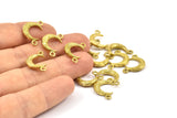 Brass Moon Charm, Raw Brass Textured Horn Charms with 2 Holes, Pendant, Jewelry Finding (12x3.50x3mm) N0266