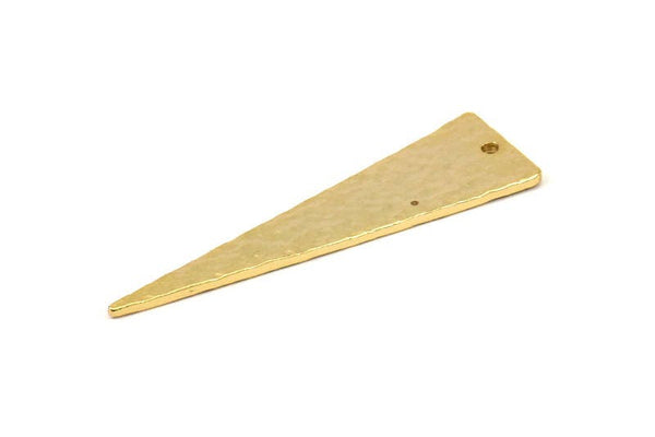 Hammered Triangle Charm, 2 Gold Plated Brass Hammered Long Triangle Charms, Pendant, Earring Findings (14x50x1.2mm) N0200 Q0068