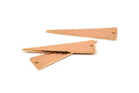 Hammered Triangle Charm, 2 Rose Gold Plated Brass Hammered Long Triangle Charms, Pendant, Earring Findings (14x50x1.2mm) N0200 Q0068
