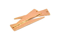 Hammered Triangle Charm, 2 Rose Gold Plated Brass Hammered Long Triangle Charms, Pendant, Earring Findings (14x50x1.2mm) N0200 Q0068