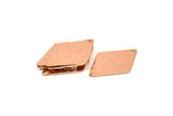 Hammered Diamond Charm, 2 Rose Gold Plated Brass Hammered Diamond Flat Charms Pendant, Findings (34x24mm) N0233 Q0063