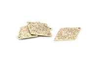 Çekiçle İşlenmiş Elmas Charm, 2 Antik Gümüş Kaplama Pirinç Çekiçle İşlenmiş Elmas Düz Charm Kolye, Bulgular (34x24mm) N0233 H0144