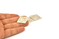 Çekiçle İşlenmiş Elmas Charm, 2 Antik Gümüş Kaplama Pirinç Çekiçle İşlenmiş Elmas Düz Charm Kolye, Bulgular (34x24mm) N0233 H0144