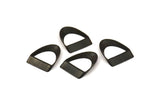 Black Half Circle - 48 Oxidized Brass Semi Circle Thick Cut Connectors (19.5x15x4.5x2x0.4mm) D0087 S532