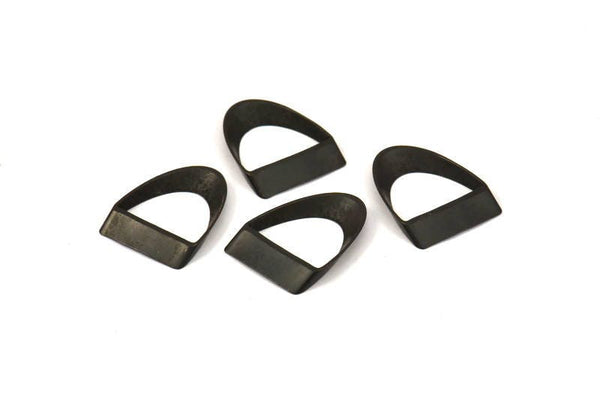 Black Half Circle - 48 Oxidized Brass Semi Circle Thick Cut Connectors (19.5x15x4.5x2x0.4mm) D0087 S532