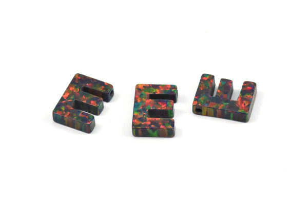 Opal E Letter - Snythetic Opal Initial Letter (10x7.50x2.50mm) F008