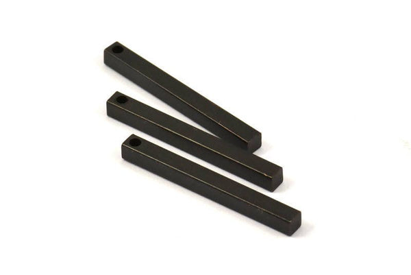 Black Bar Pendants, 24 Oxidized Brass Bars, Necklace, Earring Findings (3x3x30mm) D0240 S579