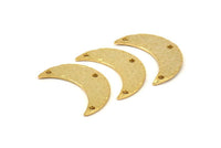 Hammered Moon Crescent Charm, 2 Gold Plated Brass Hammered Moons with 3 Holes Pendant (25x9x1.2mm) N0386 Q0060