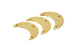 Hammered Moon Crescent Charm, 2 Gold Plated Brass Hammered Moons with 3 Holes Pendant (25x9x1.2mm) N0386 Q0060