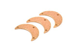 Hammered Moon Crescent Charm, 2 Rose Gold Plated Brass Hammered Moons with 3 Holes Pendant (25x9x1.2mm) N0386 Q0060