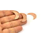 Hammered Moon Crescent Charm, 2 Rose Gold Plated Brass Hammered Moons with 3 Holes Pendant (25x9x1.2mm) N0386 Q0060