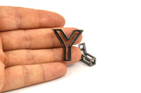 Black Y Letter, 2 Black Plated Y Letter, Initials, Uppercase, Letter Initial Pendant for Personalised Necklaces