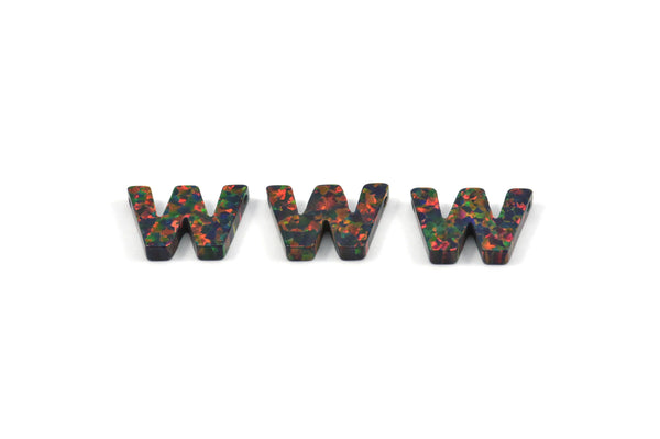 Opal W Letter - Snythetic Opal Initial Letter (10x14x2.50mm) F008