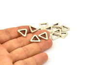 13mm Triangle Charm - 12 Antique Silver Plated Brass Triangle Charms (13x2mm) D0018