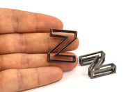 Black Z Letter, 2 Black Plated Z Letter, Initials, Uppercase, Letter Initial Pendant for Personalised Necklaces