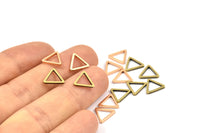 Rose Gold / Antique Brass Triangle Charm, 12 Rose Gold Plated - Antique Brass Open Triangle Ring Charms (9x0.80mm) D0249 Q0055