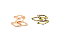 Rose Gold / Antique Brass Open Cut Diamond , 12 Rose Gold Plated - Antique Brass Diamond Connectors (9x17x1mm) D0029 Q0056