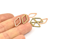 Rose Gold / Antique Brass Open Cut Diamond , 12 Rose Gold Plated - Antique Brass Diamond Connectors (9x17x1mm) D0029 Q0056