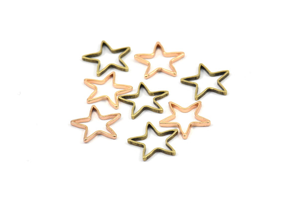 Rose Gold / Antique Brass Stars, 12 Rose Gold Plated - Antique Brass Star Connectors (10mm) Bs 1169 Q0112