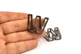 Black W Letter, 2 Black Plated W Letter, Initials, Uppercase, Letter Initial Pendant for Personalised Necklaces