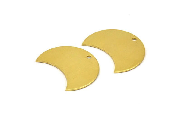 Raw Brass Crescent, 10 Raw Brass Crescent Shaped Moon Blanks (25x15x0.80mm) Moon4  D0494
